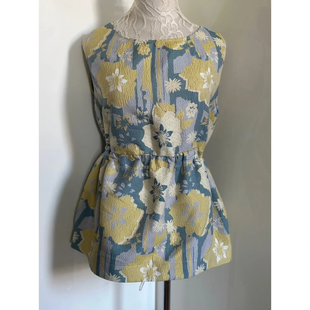 NWT LILITH Kasikeu Floral Boho Top in Citron sz L - Picture 1 of 11